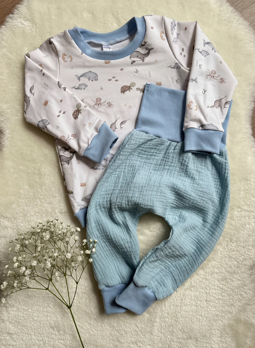 "Under the sea" - Sweater in 80 und Pumphose in 74/80
