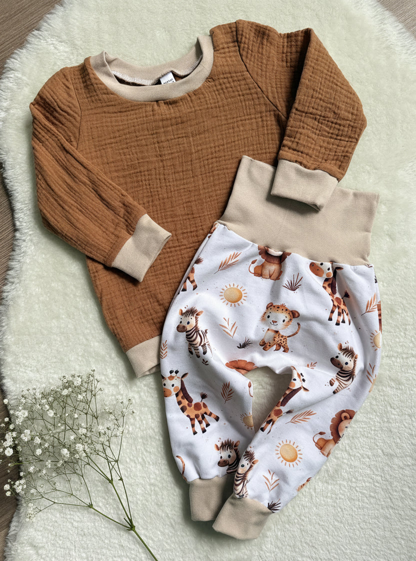 "Safari Animals" - Sweater in 80 und Pumphose in 74/80